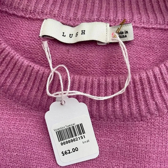 LUSH | Pink, Cognac Supersoft Geo Colorblock Crewneck Jumper Sweater Size S (NWT - Picture 6 of 7
